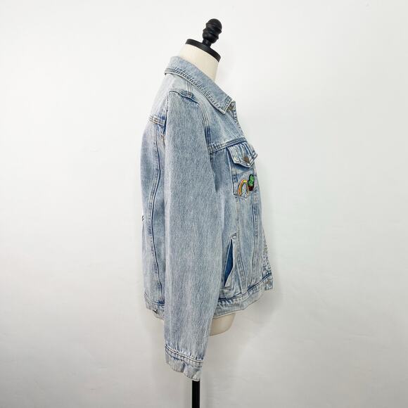 Honey Punch Soul Mates Denim Jacket Blue Patches Festival Concert Boho Size S - Picture 6 of 15